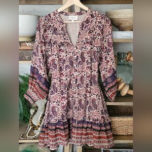 Cleobella Reign Mini Dress Laurel Organic Cotton Block Print BNWOT Size M